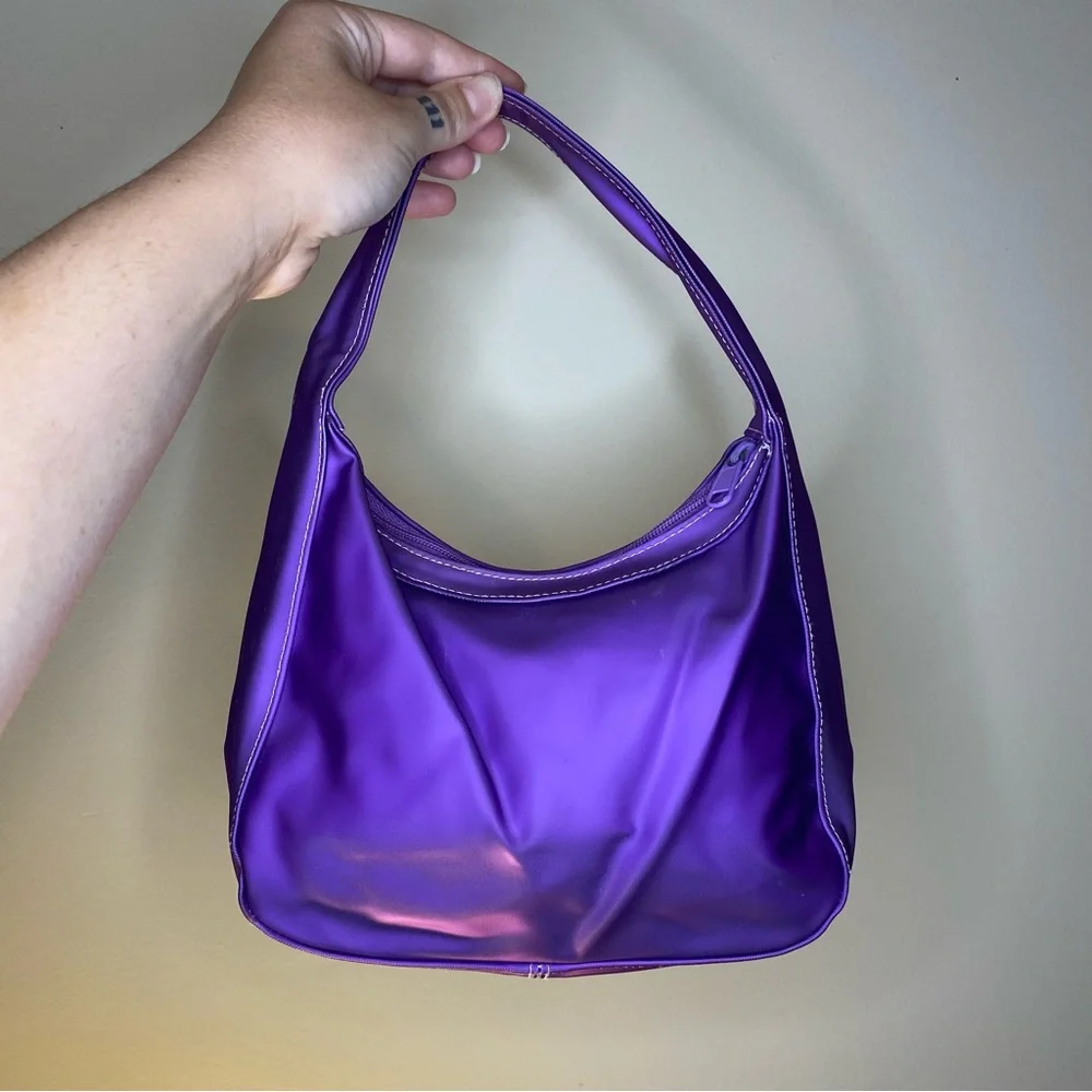 Y2K Purple Plastic Handbag with Opaque Clear Back - Picture 2 of 8